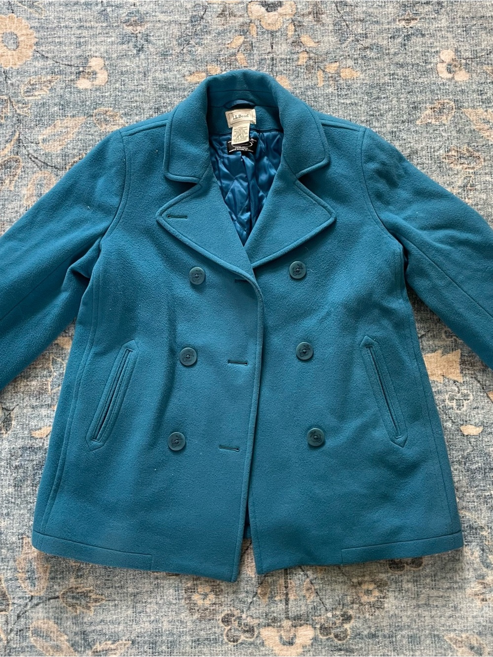 Vintage L.L. Bean Wool Blend Double-Breasted Peacoat - Teal
